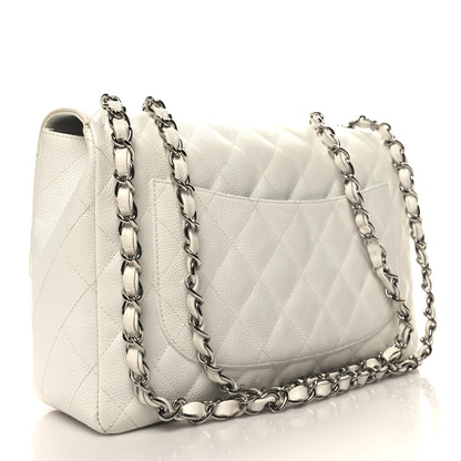 Chanel Caviar Quilted Jumbo Single Flap White 3 of 13