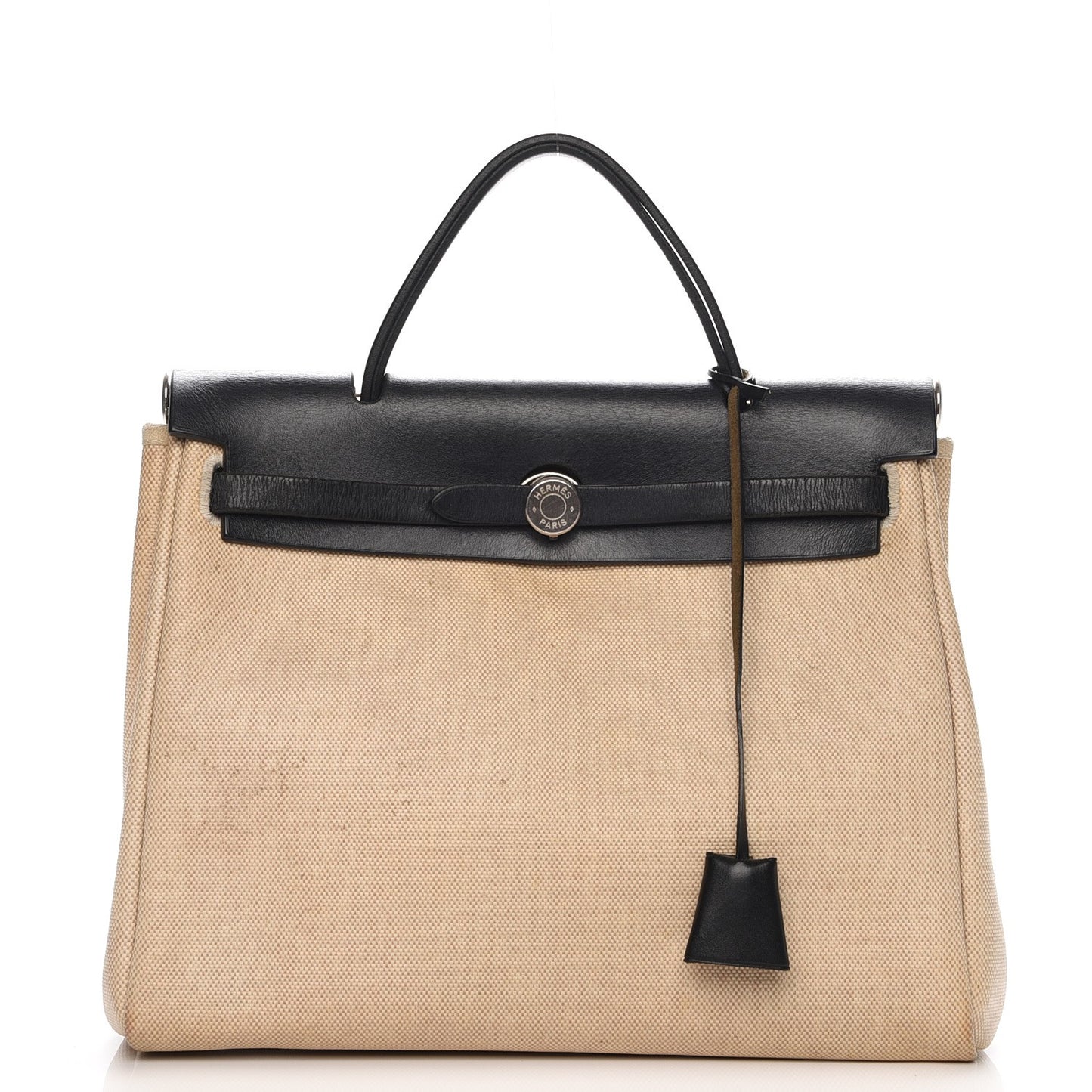 Toile Vache Calfskin Herbag 30 PM Bag Natural Black