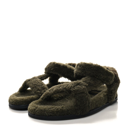 Fendi Shearling FF Fendi Feel Sandals 39 Illinois Military 3 of 8