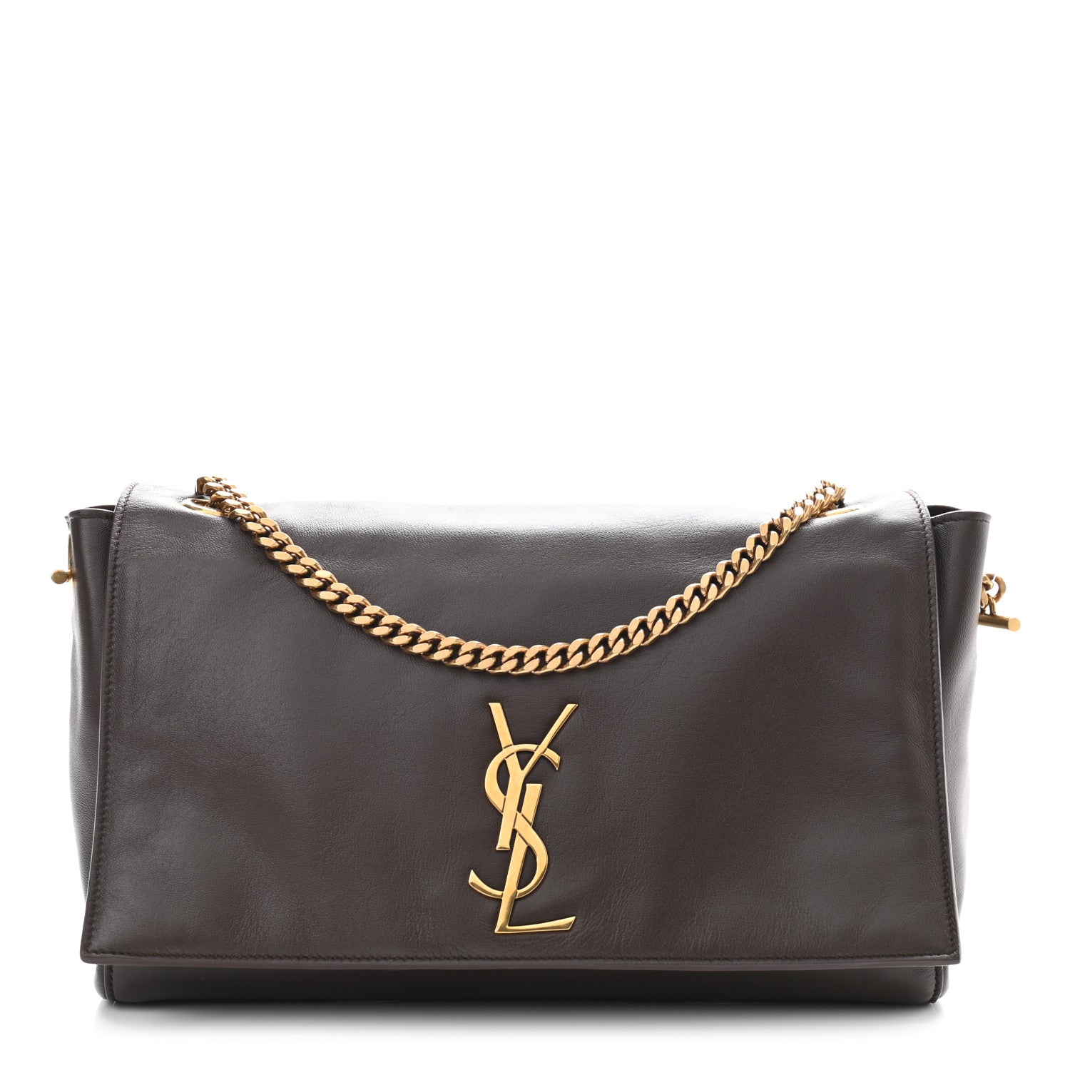 Saint Laurent Smooth Calfskin Suede Medium Reversible Monogram Kate Satchel Military Brown 1 of 9