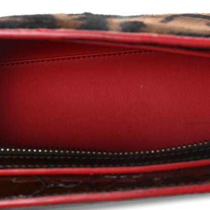 Christian Louboutin Calfskin Crocodile Embossed Pony Hair Leopard Print Eloise Top Handle Bag Brown 5 of 9