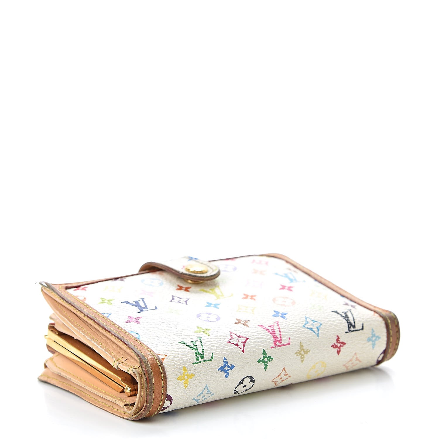 Louis Vuitton Monogram Multicolor French Purse Wallet White 4 of 21