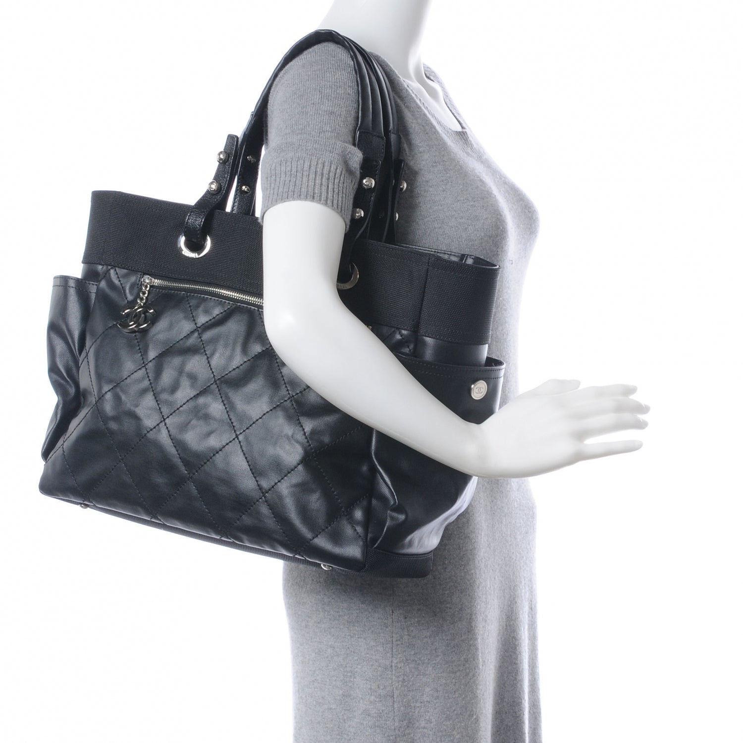 Chanel Coated Canvas Large Paris Biarritz Tote Black 2 of 8
