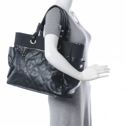 Chanel Coated Canvas Large Paris Biarritz Tote Black 2 of 8