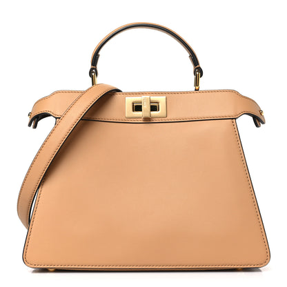 Fendi Vitello Seta Nappa Bi-Color Small Peekaboo I SEE U Satchel Miele Scuro Light Rose Ghianda 1 of 9