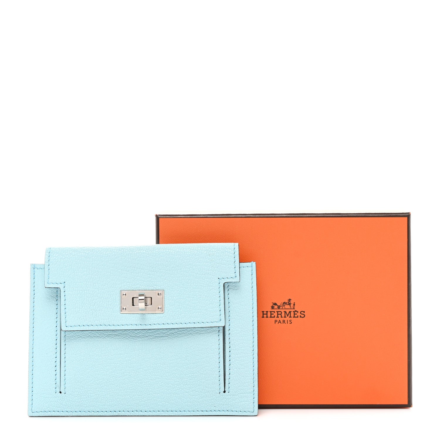 Hermes Chevre Mysore Kelly Pocket Compact Wallet Bleu Atoll 8 of 8