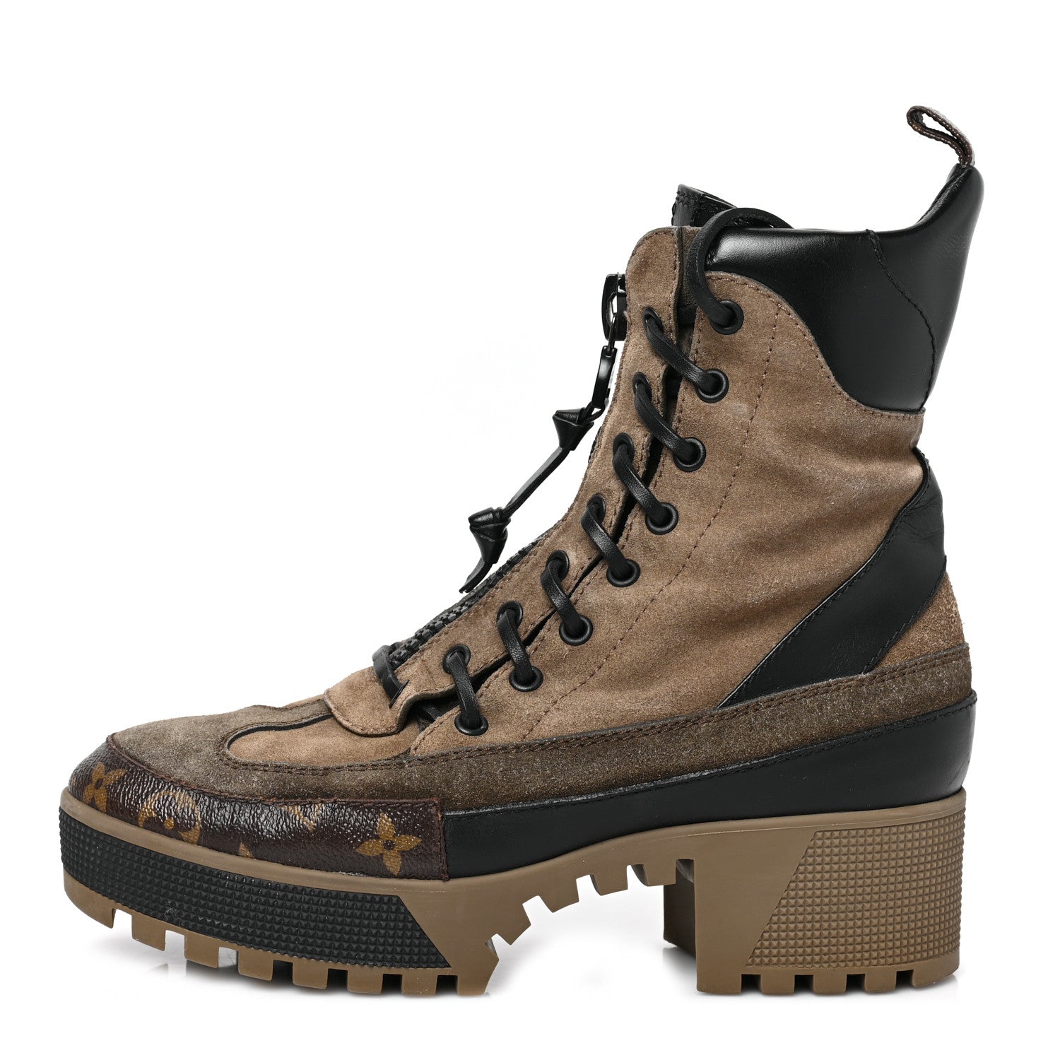 Louis Vuitton Suede Calfskin Monogram Laureate Platform Desert Boots 39 Taupe 1 of 7