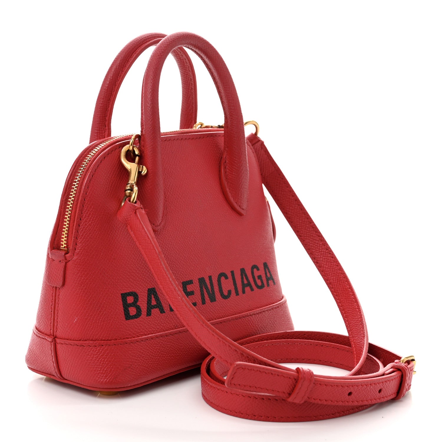 Balenciaga Signature Grained Calfskin Logo XXS Ville Top Handle Bag Rouge Lantern Black 3 of 12