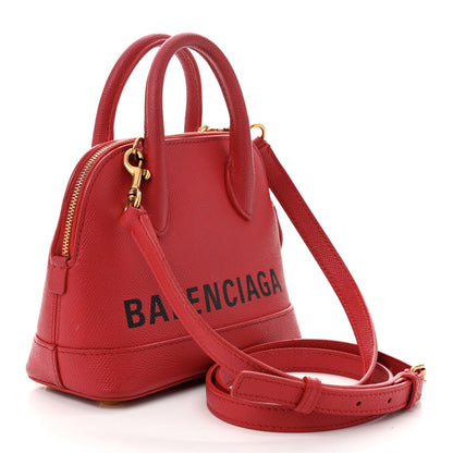 Balenciaga Signature Grained Calfskin Logo XXS Ville Top Handle Bag Rouge Lantern Black 3 of 12