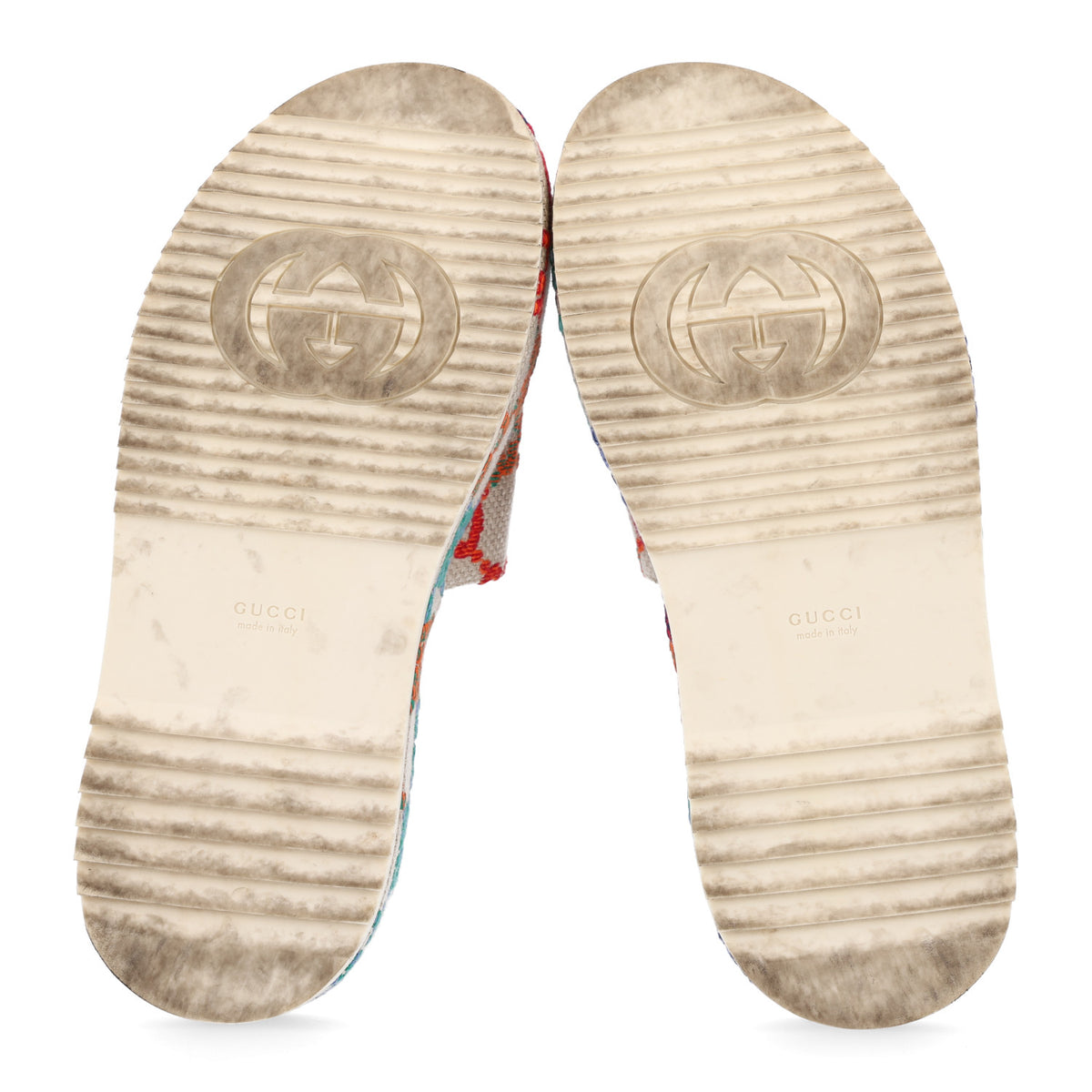 Linen Psychedelic Mini GG Monogram Angelina Platform 55mm Slide Sandals 39 Multicolor