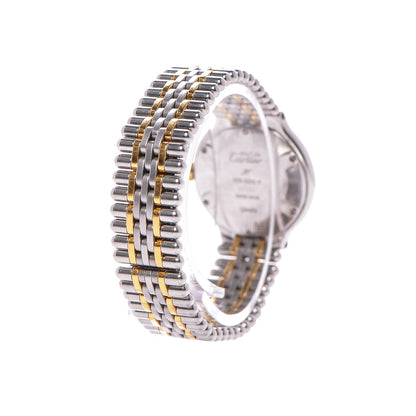 Cartier Stainless Steel 18K Yellow Gold 28mm Must De 21 Bullet Link Quartz Watch 3 of 5