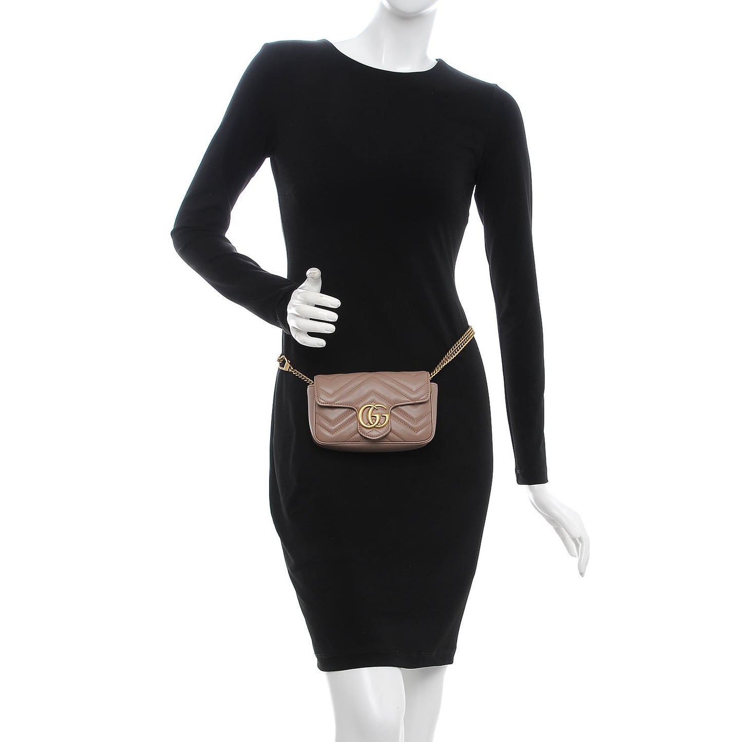 Calfskin Matelasse Super Mini GG Marmont Shoulder Bag Porcelain Rose