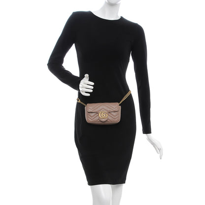Gucci Calfskin Matelasse Super Mini GG Marmont Shoulder Bag Porcelain Rose 3 of 9