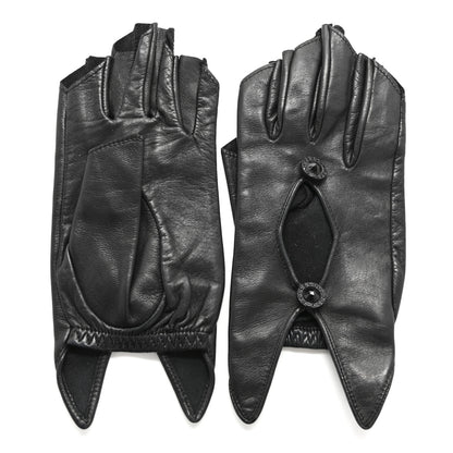 Chanel Lambskin Crystal Fingerless Gloves 6 Black 2 of 3