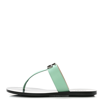 Gucci Calfskin GG Marmont Thong Sandals 39.5 Water Green 1 of 8