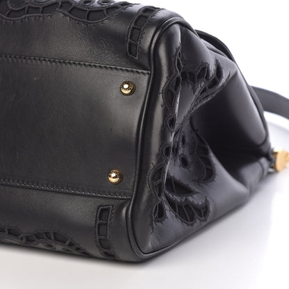 Dolce & Gabbana Lambskin Large Embroidered Laser Cut Miss Sicily Satchel Black 6 of 9