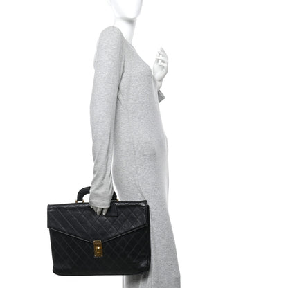Chanel Lambskin Stitched Briefcase Bag Black 2 of 18