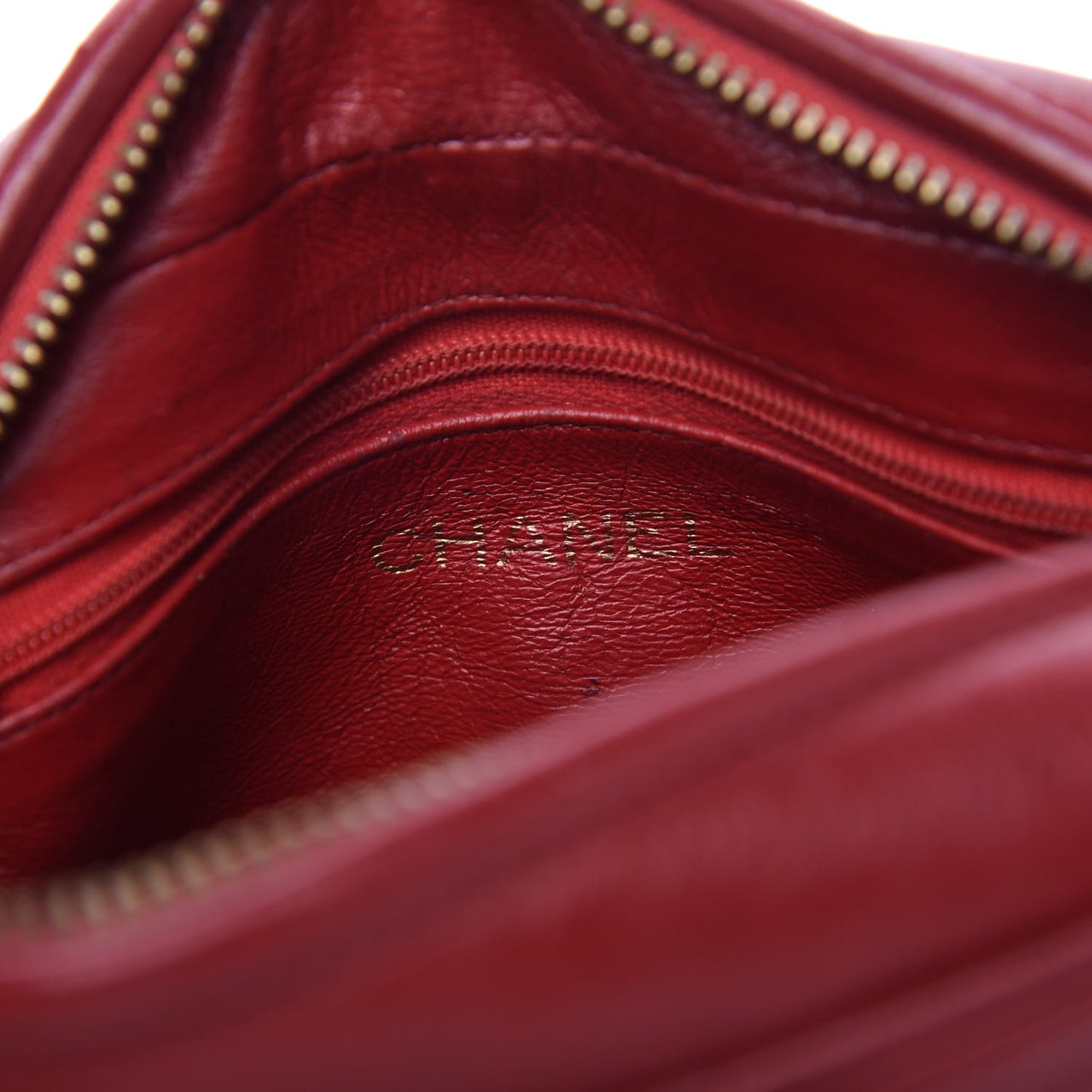 Lambskin Quilted Tassel Camera Case Red