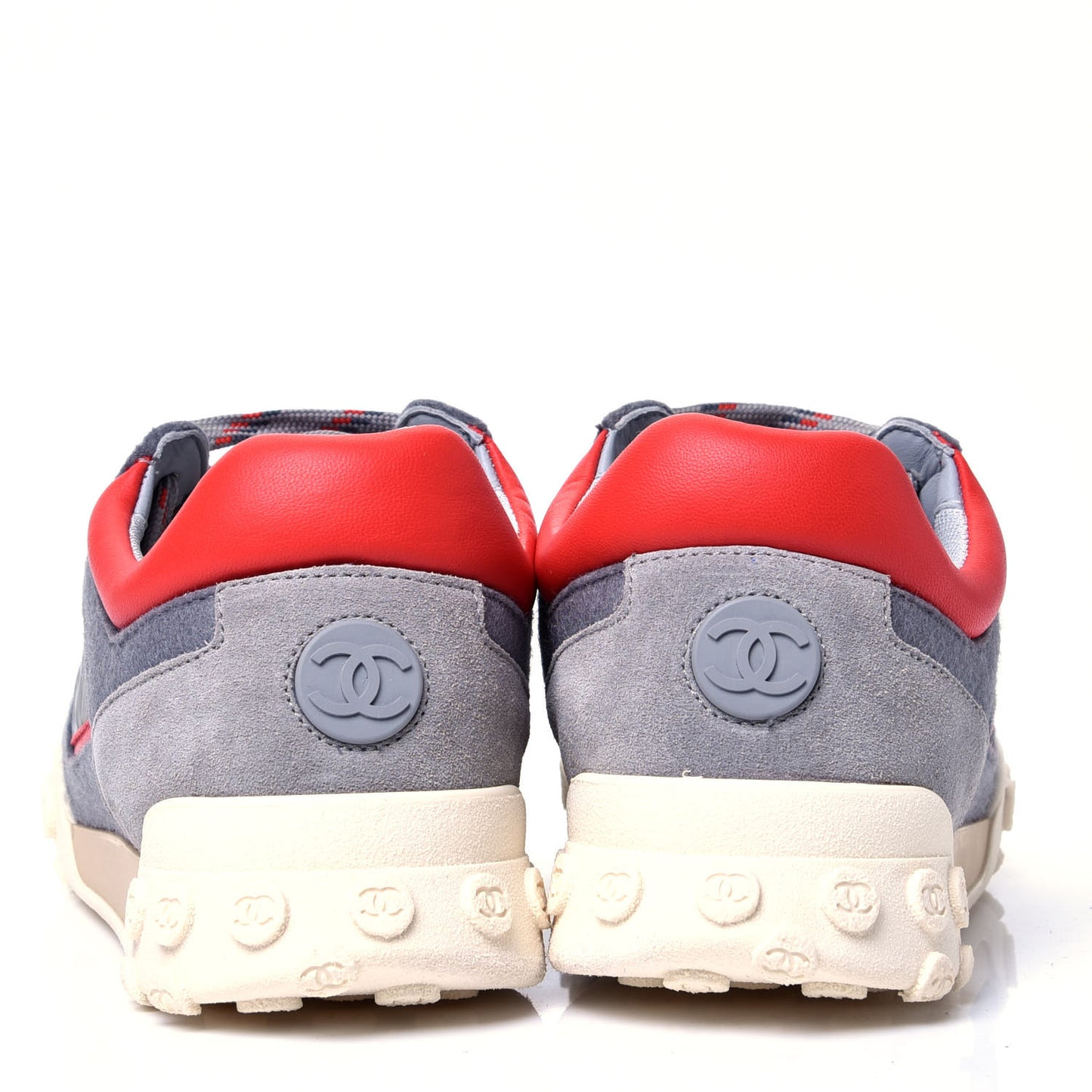 Wool Nylon Lambskin Suede Calfskin Womens Logo Sneakers 36.5 Grey Orange