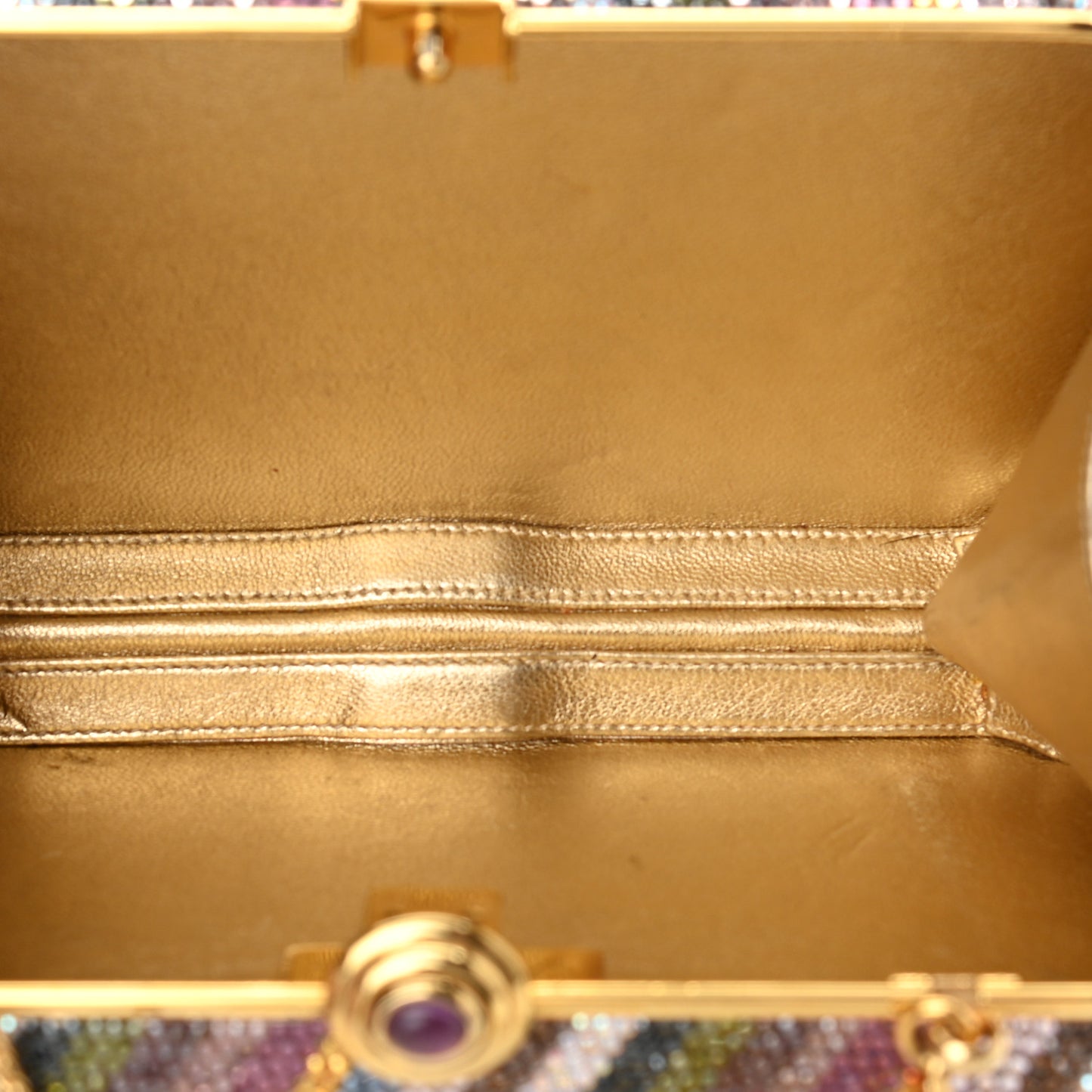 Swarovski Crystal Minaudiere Clutch Gold Multicolor