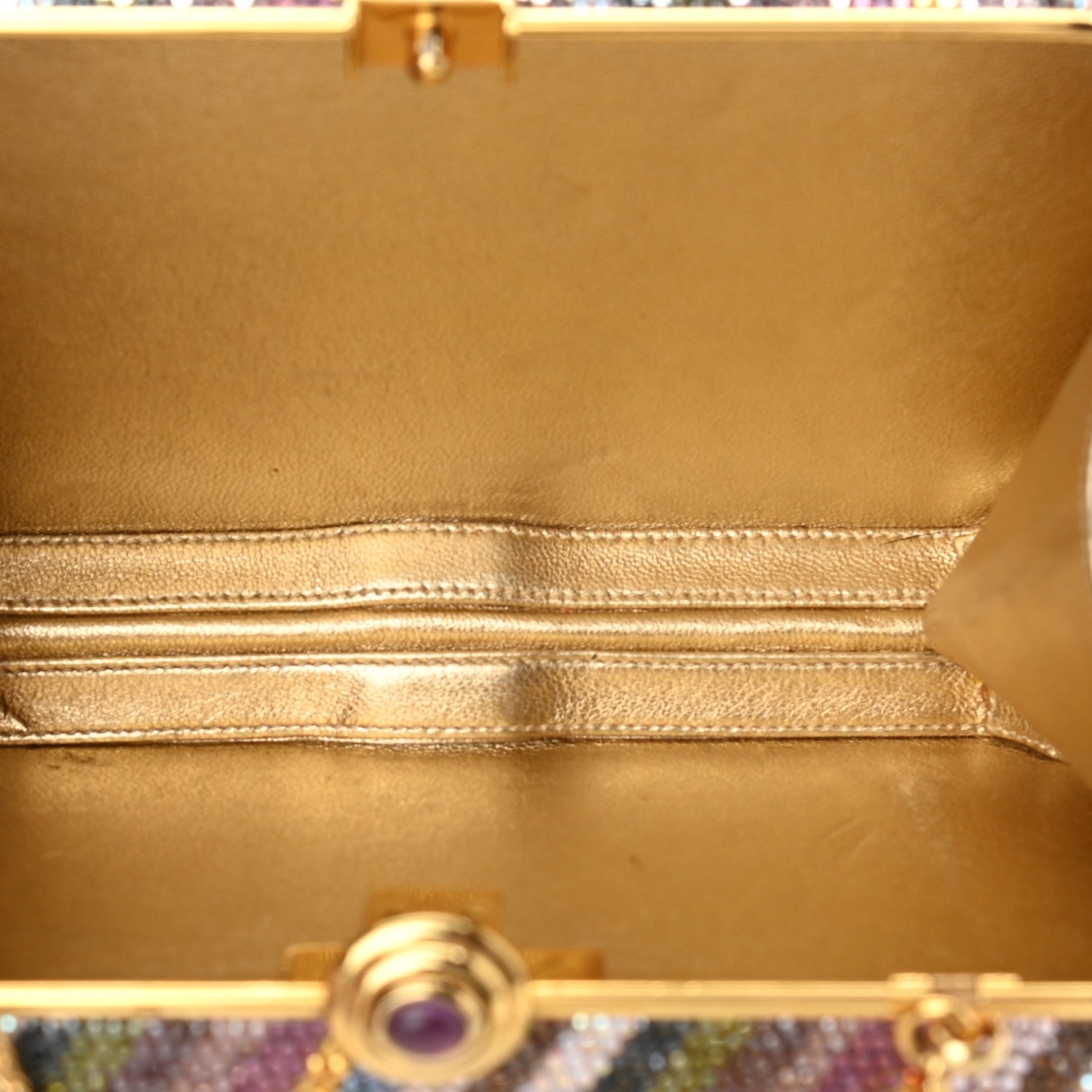 Judith Leiber Swarovski Crystal Minaudiere Clutch Gold Multicolor 6 of 11