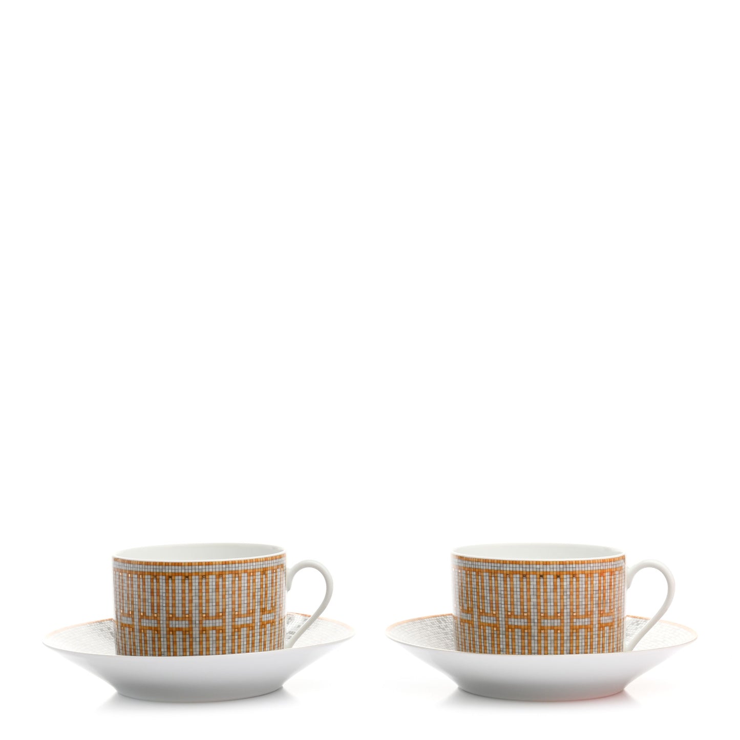 Porcelain Mosaique Au 24 Gold Breakfast Cup And Saucer Set Of 2