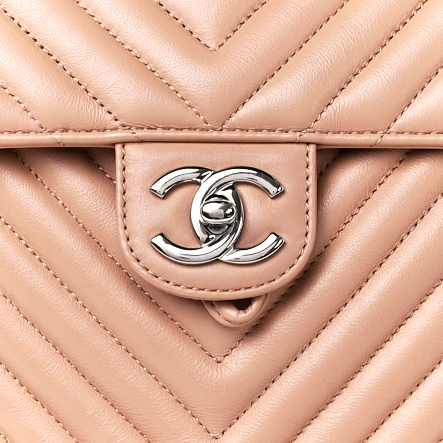 Calfskin Chevron Quilted Small Urban Spirit Backpack Beige