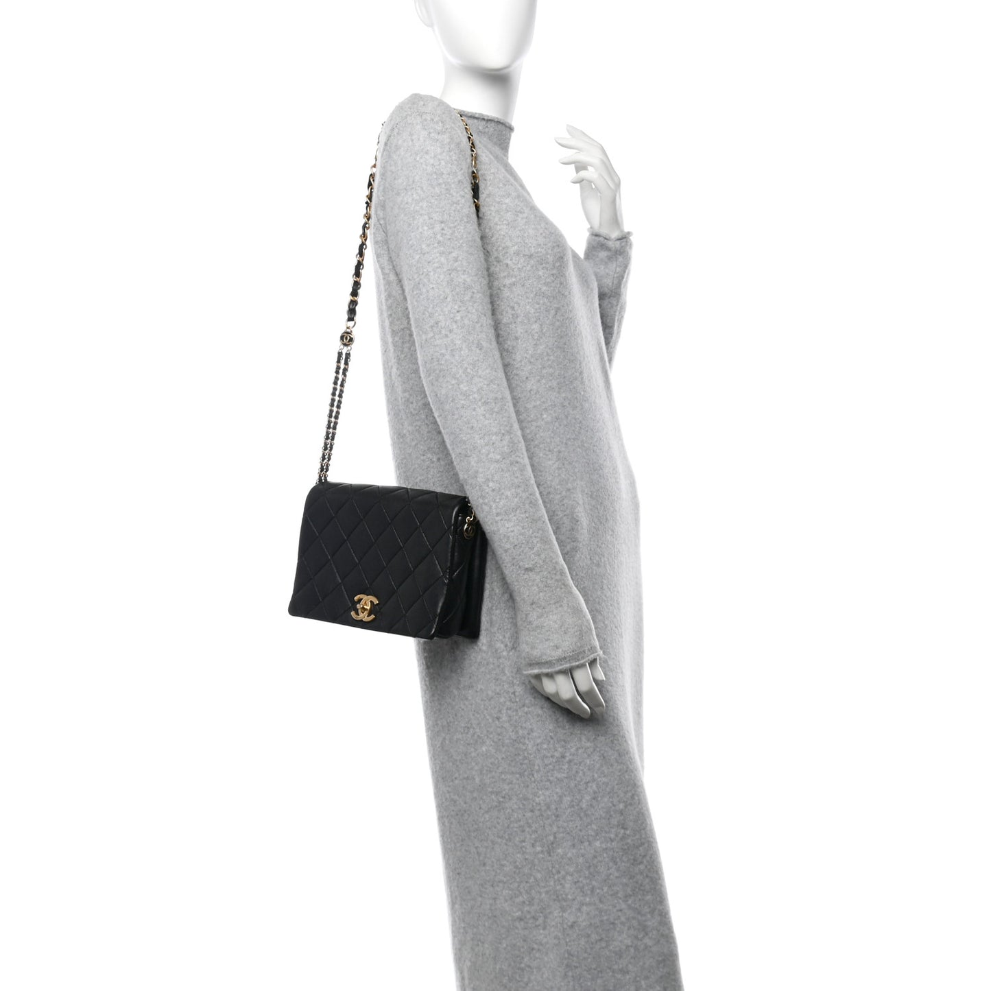 Lambskin Quilted Enamel CC Chain Flap Black