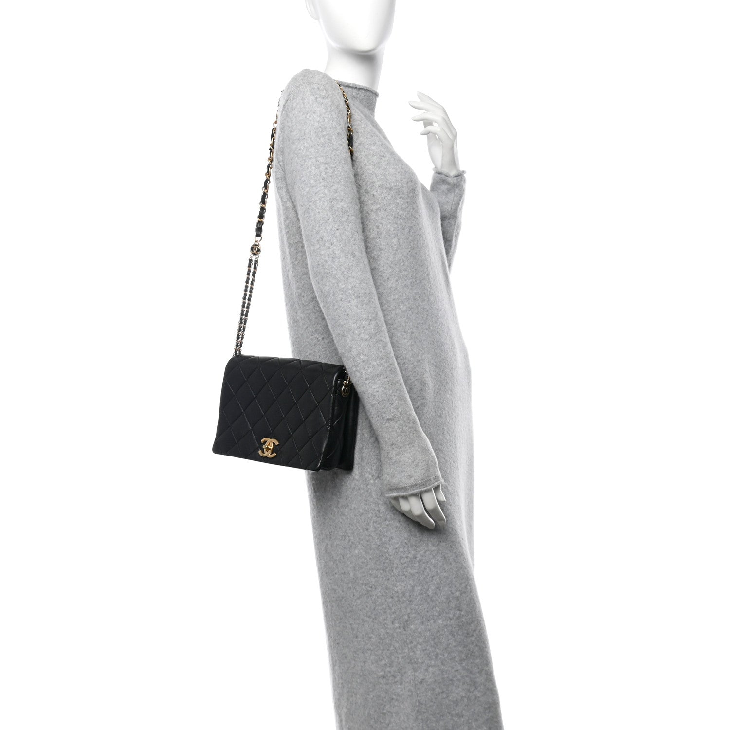 Chanel Lambskin Quilted Enamel CC Chain Flap Black 2 of 12