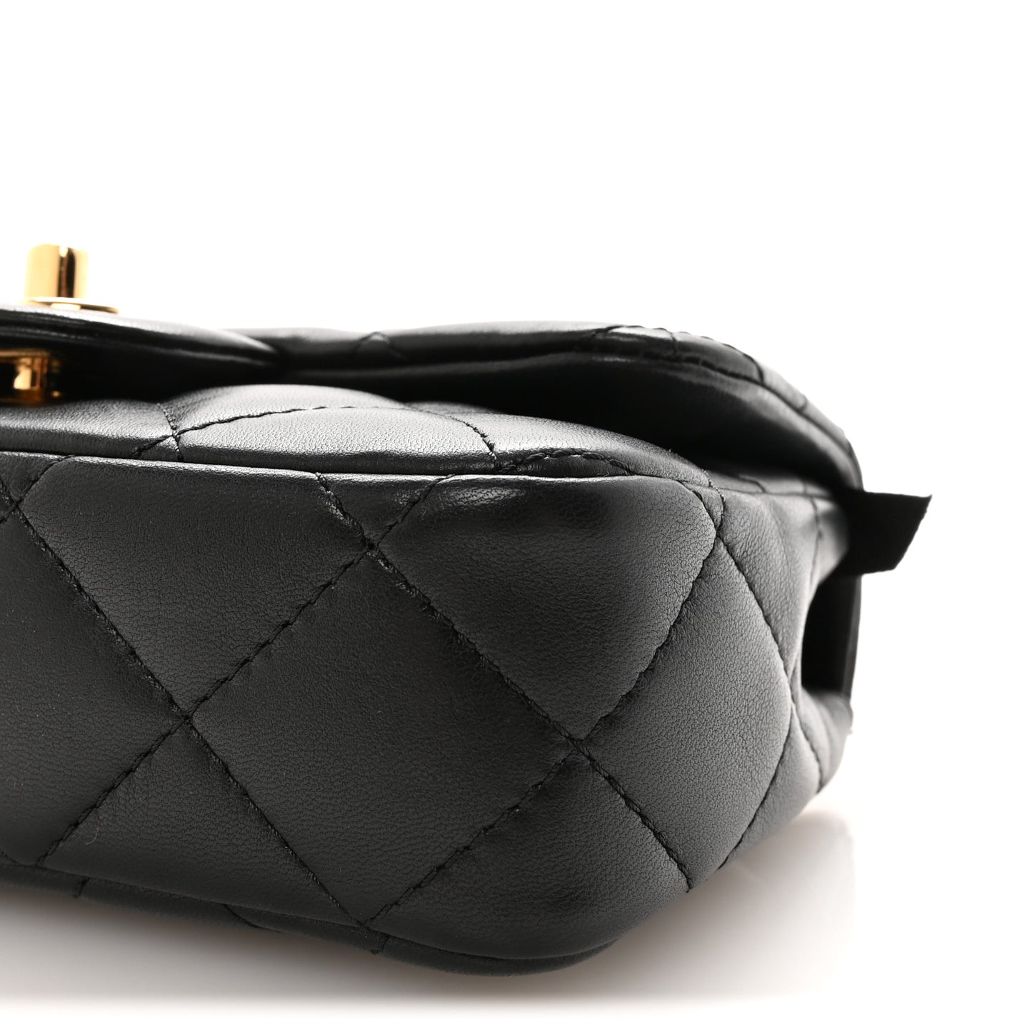 Lambskin Resin Quilted Top Handle Flap Black