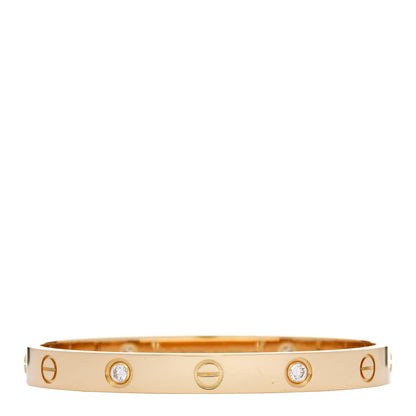 Cartier 18K Yellow Gold 4 Diamond LOVE Bracelet 16 1 of 9