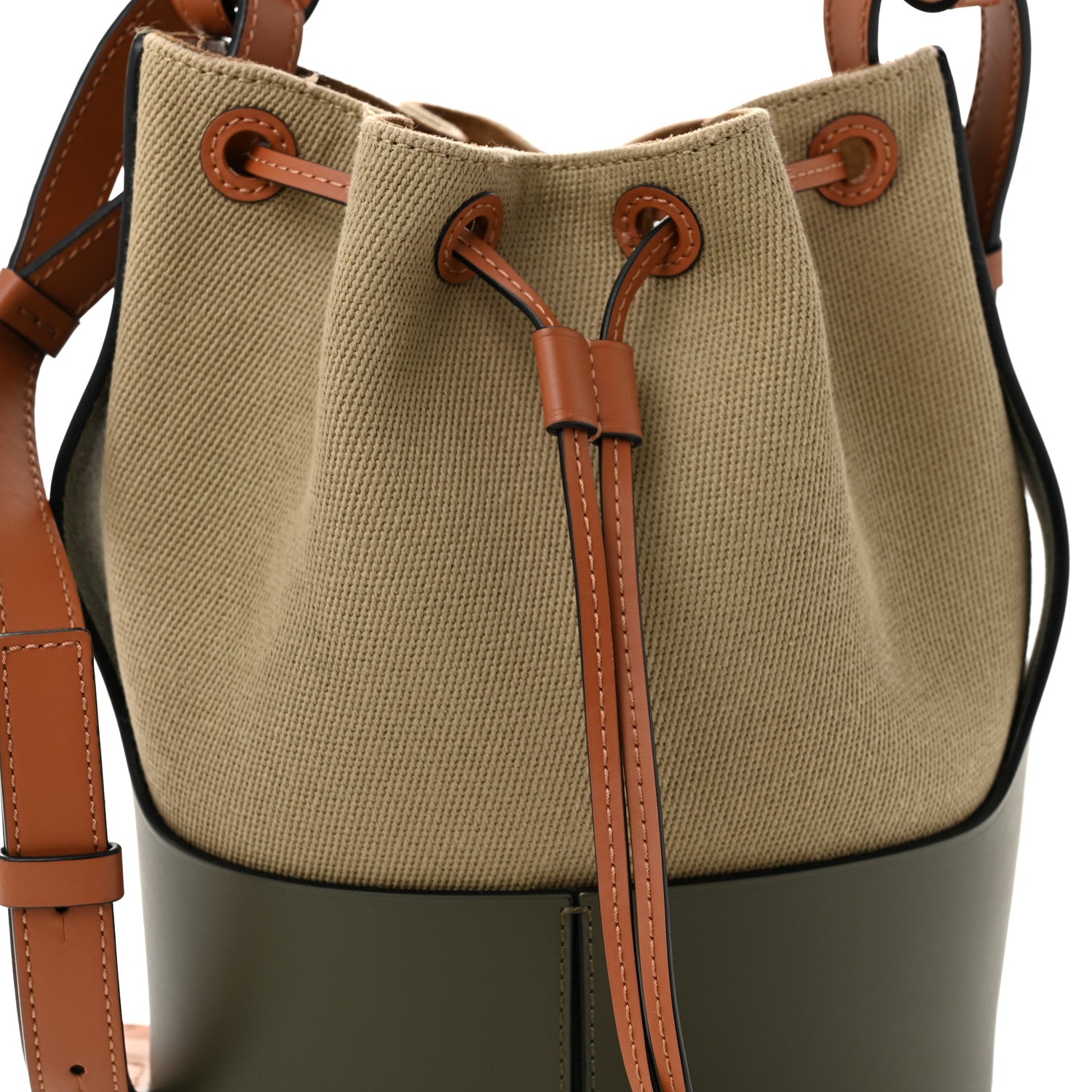 Loewe Canvas Calfskin Balloon Bucket Bag Khaki Tan 7 of 12