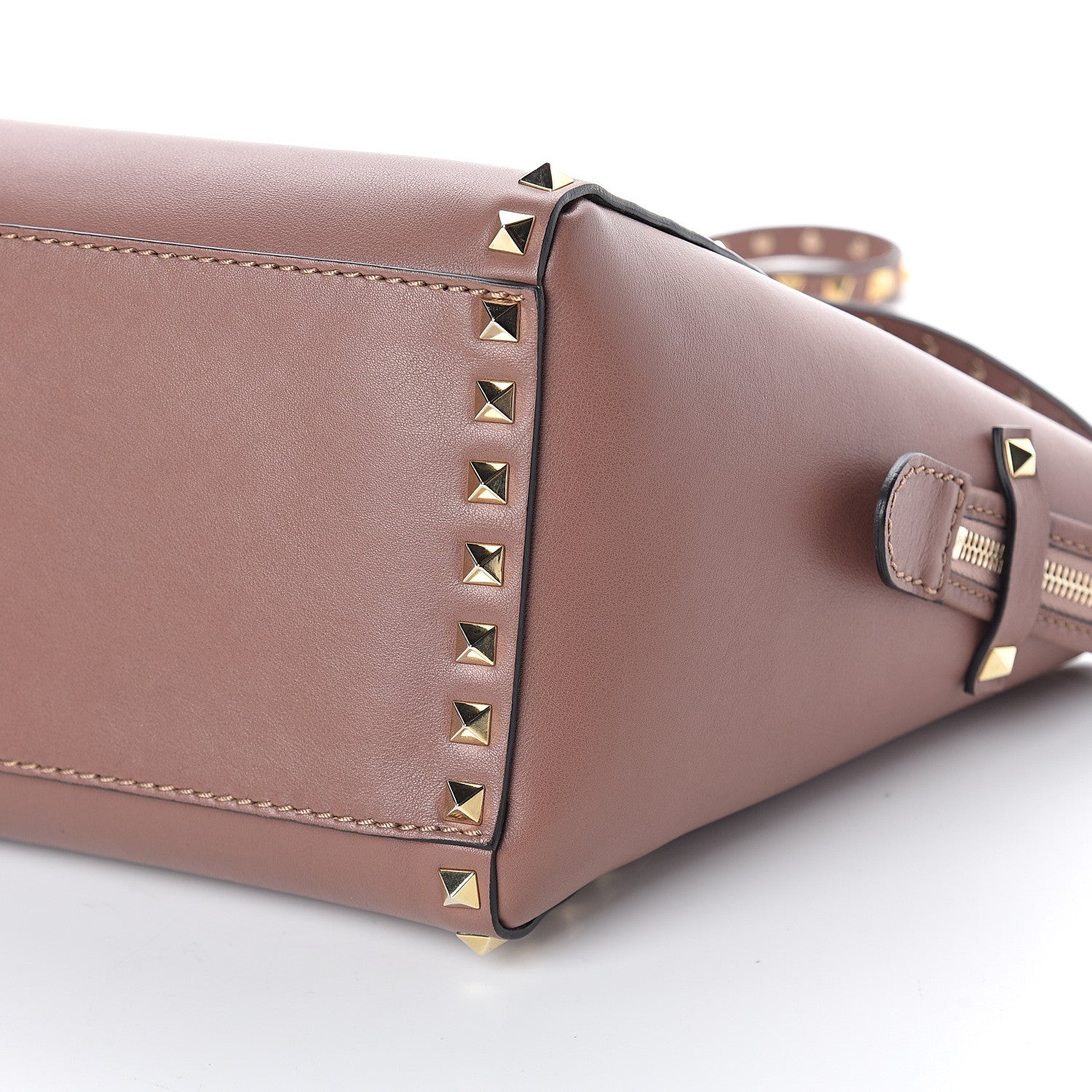 Valentino Garavani Vitello Small Rockstud Double Handle Tote Brownish 8 of 8