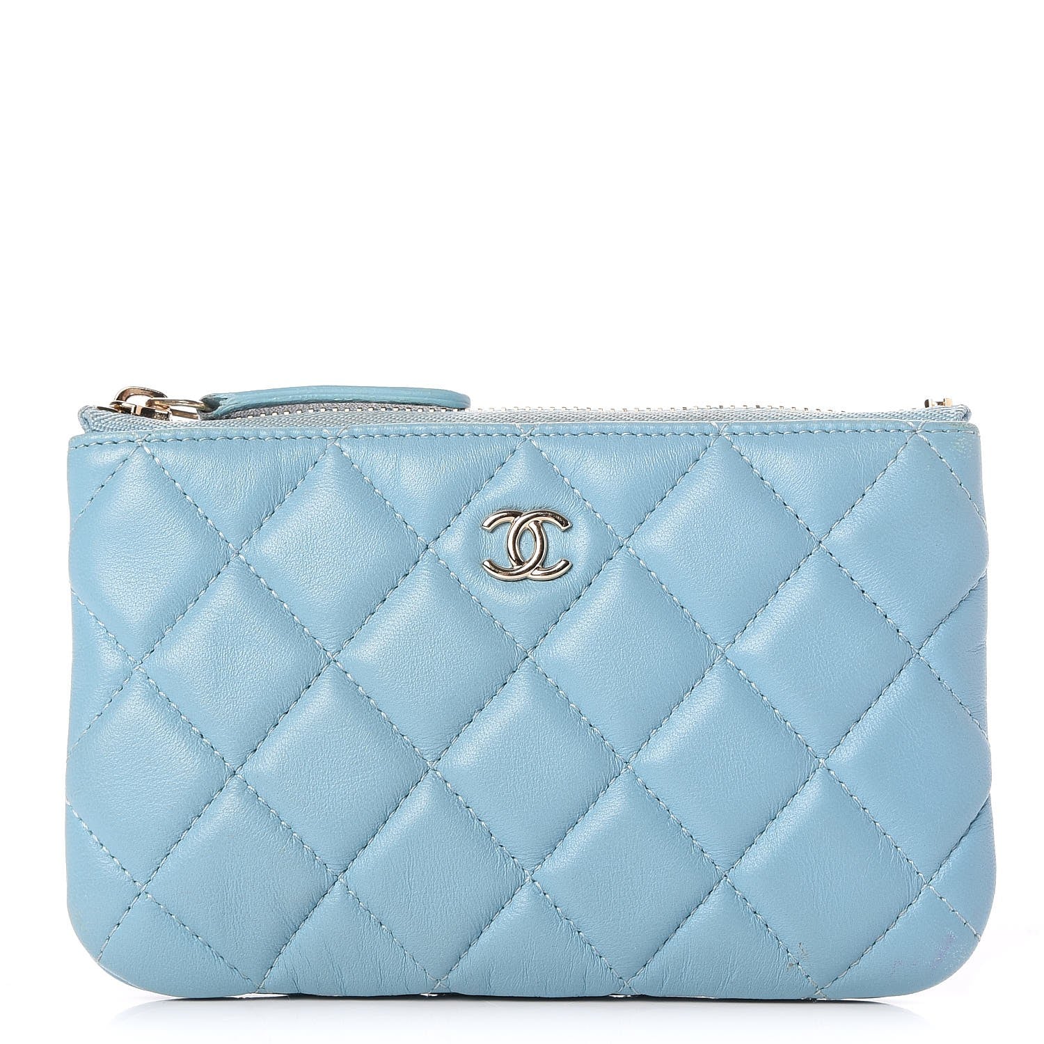Chanel Lambskin Quilted Small Cosmetic Case Blue 1 of 7