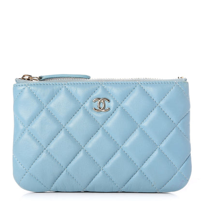 Chanel Lambskin Quilted Small Cosmetic Case Blue 1 of 7