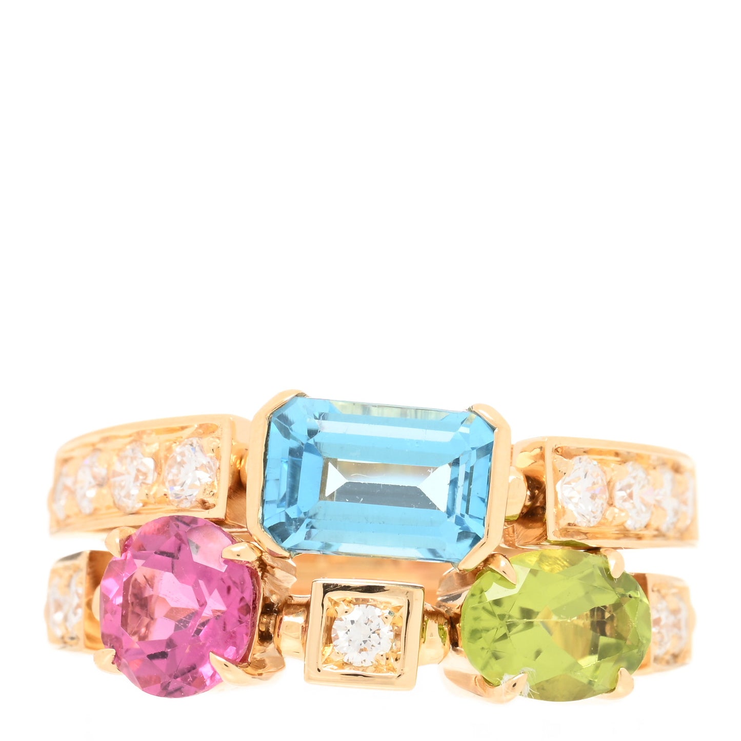 18K Yellow Gold Diamond Multi Gemstone Allegra Ring 51 5.75