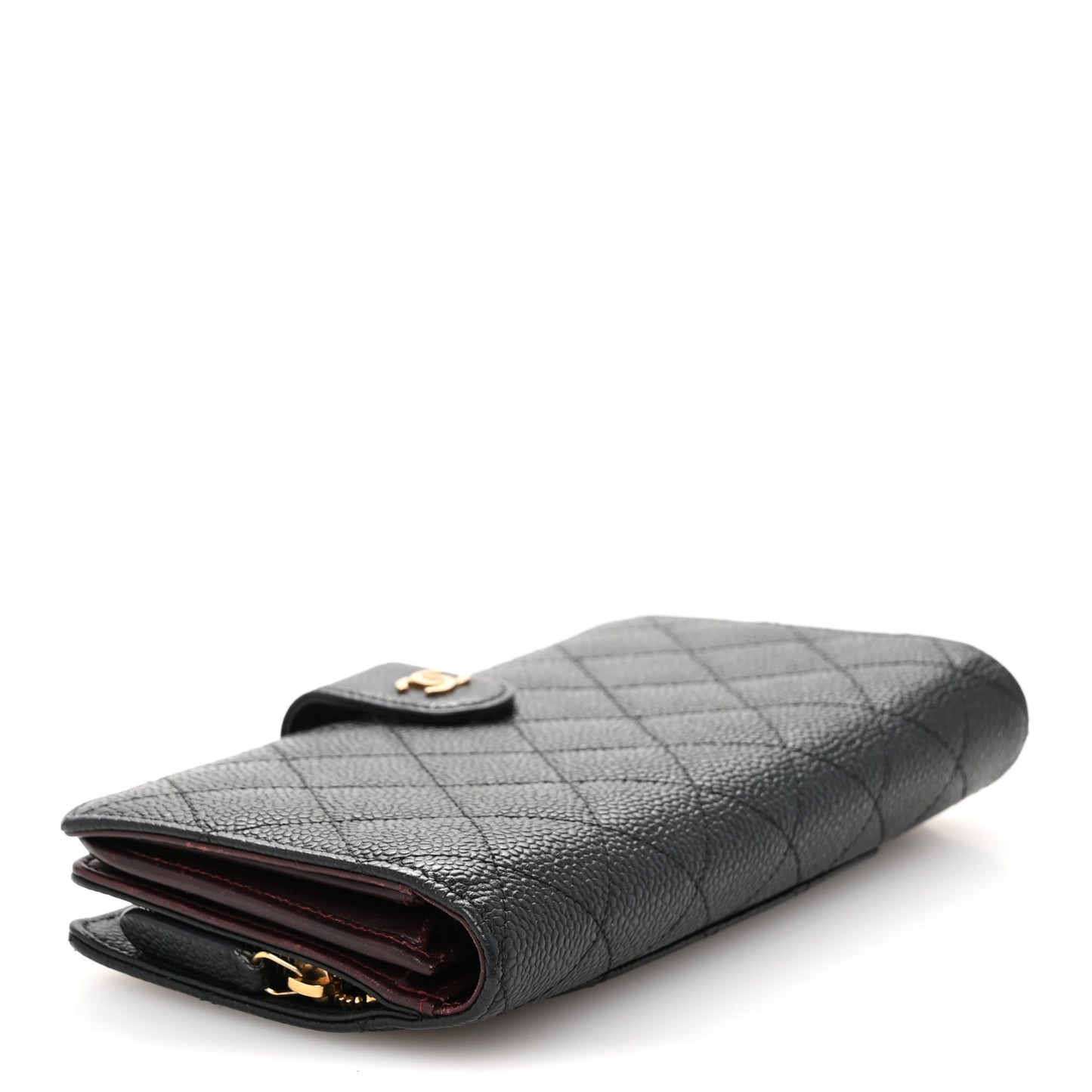 Caviar Quilted CC French Long Wallet Black