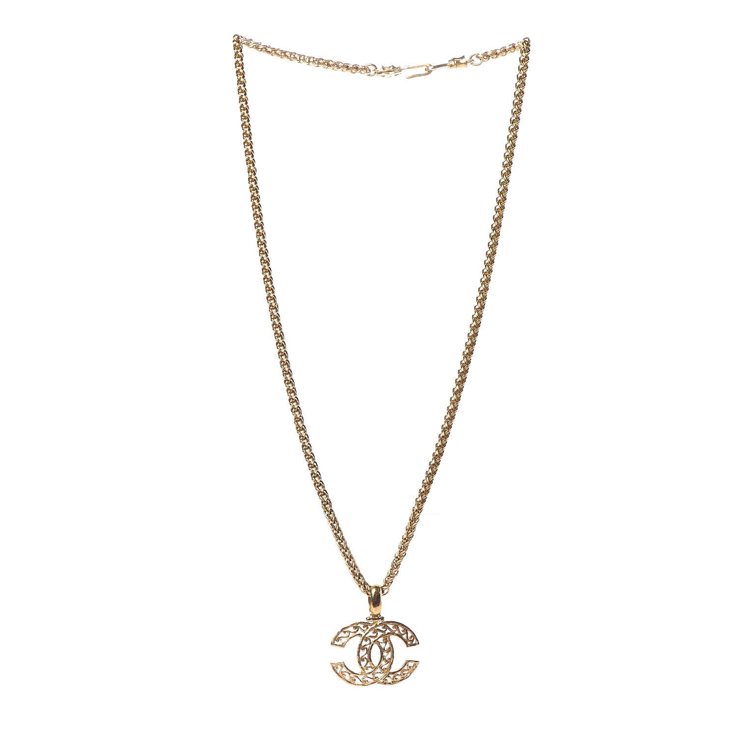 Chanel CC Pendant Necklace Gold 3 of 4