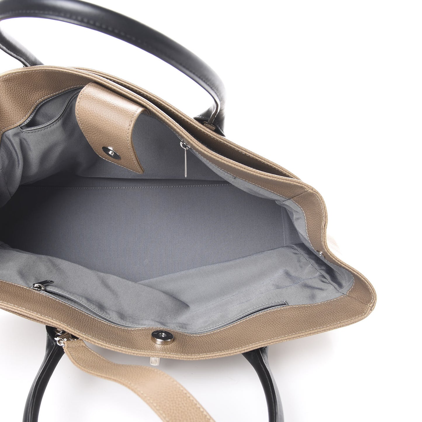Calfskin Cerf Executive Shopper Tote Beige Black