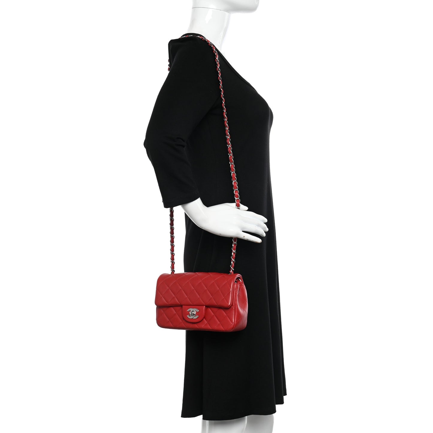 Lambskin Quilted Mini Rectangular Flap Red