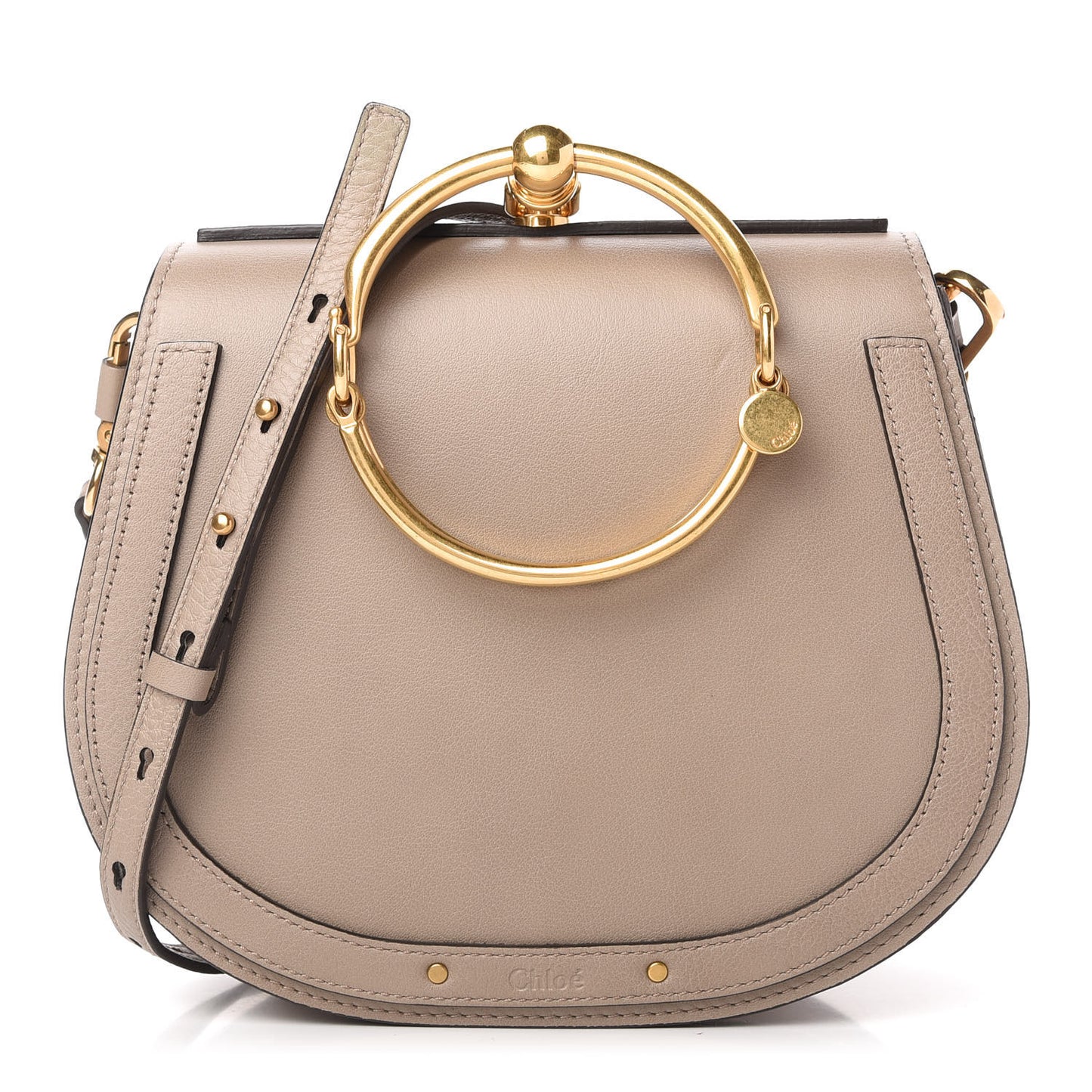 Calfskin Suede Medium Nile Bracelet Bag Motty Grey