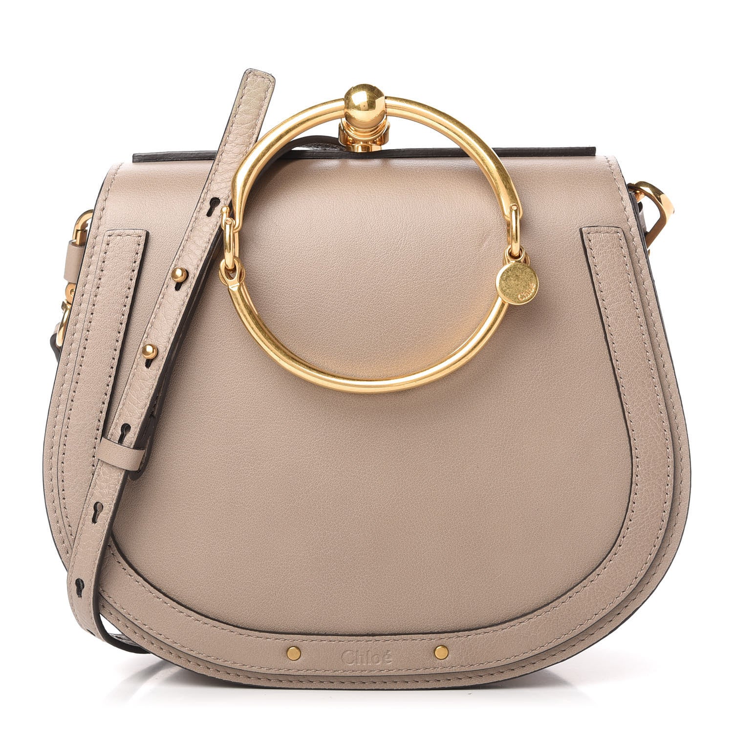 Chloe Calfskin Suede Medium Nile Bracelet Bag Motty Grey 1 of 11