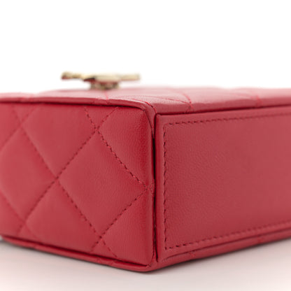 Chanel Lambskin Quilted Small Box With Chain Red 10 of 11