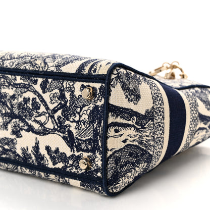 Christian Dior Toile de Jouy Embroidered Medium Lady D-Lite Navy 10 of 10