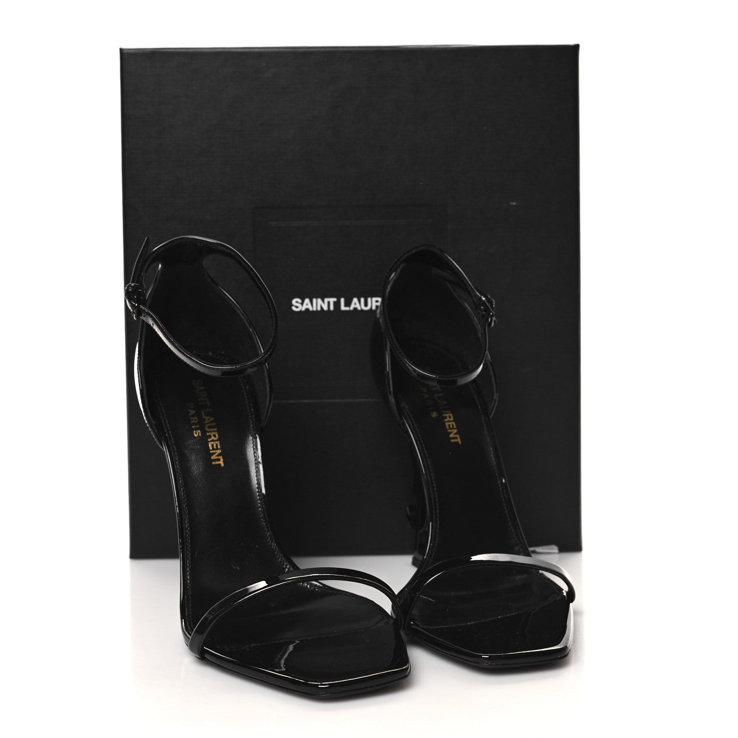 Saint Laurent Patent Calfskin Opyum 110 Sandals 39 Black 9 of 9