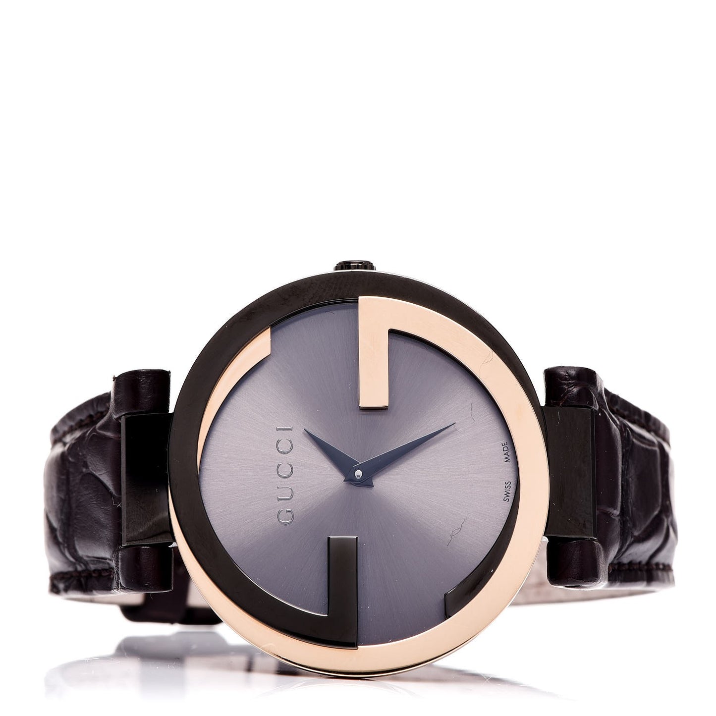 Stainless Steel Alligator 37mm Interlocking G Quartz Watch Brown