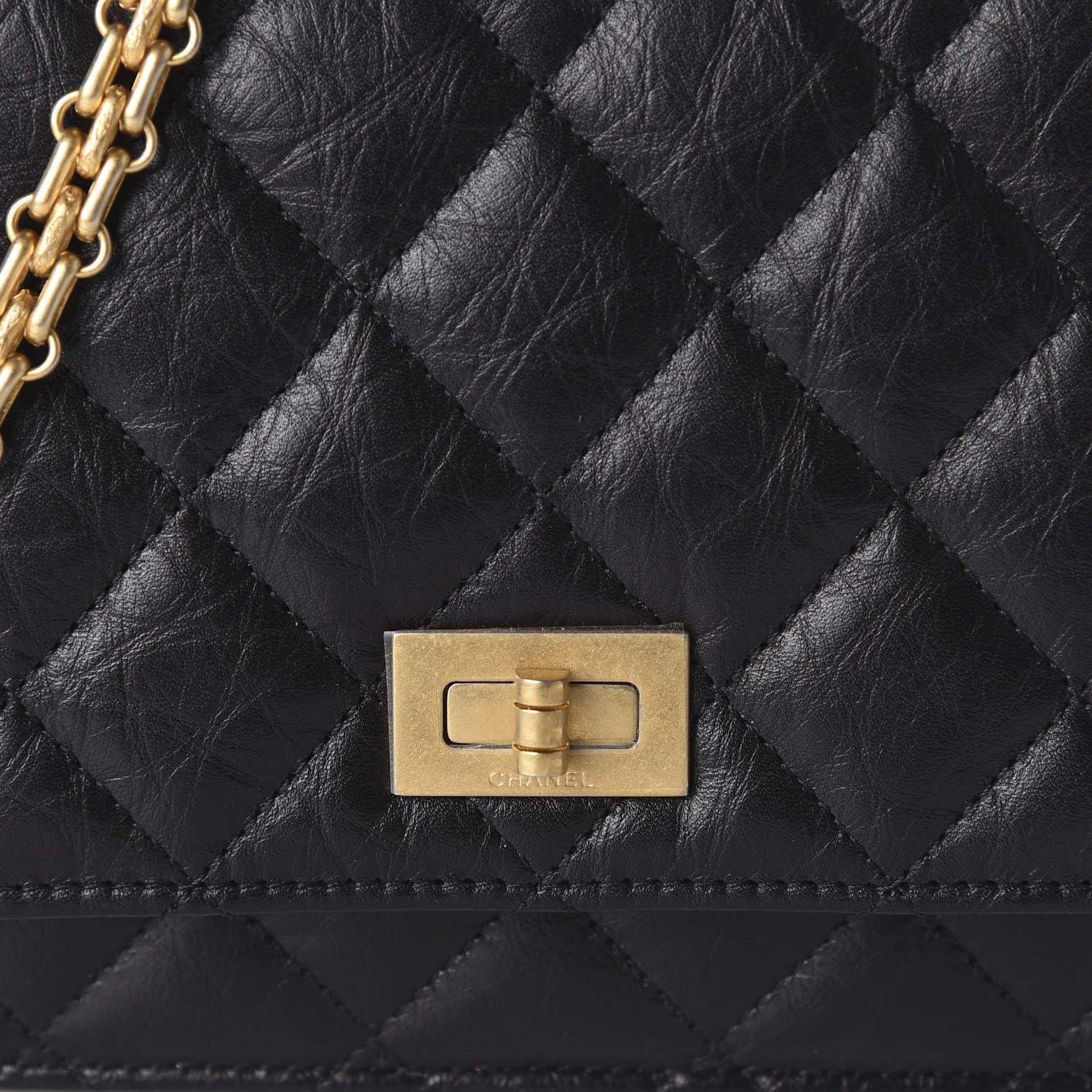 Chanel Aged Calfskin Quilted Reissue Wallet On Chain WOC Black 11 of 12