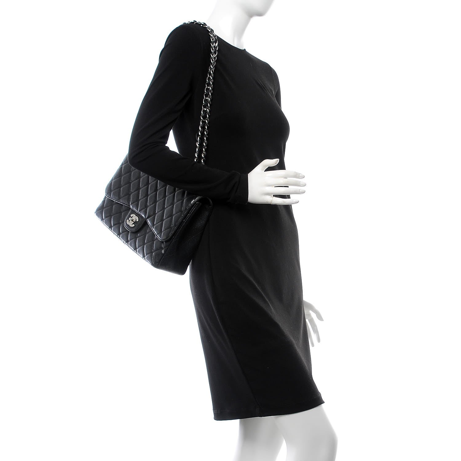 Chanel Caviar Quilted Jumbo Single Flap Black 3 of 9