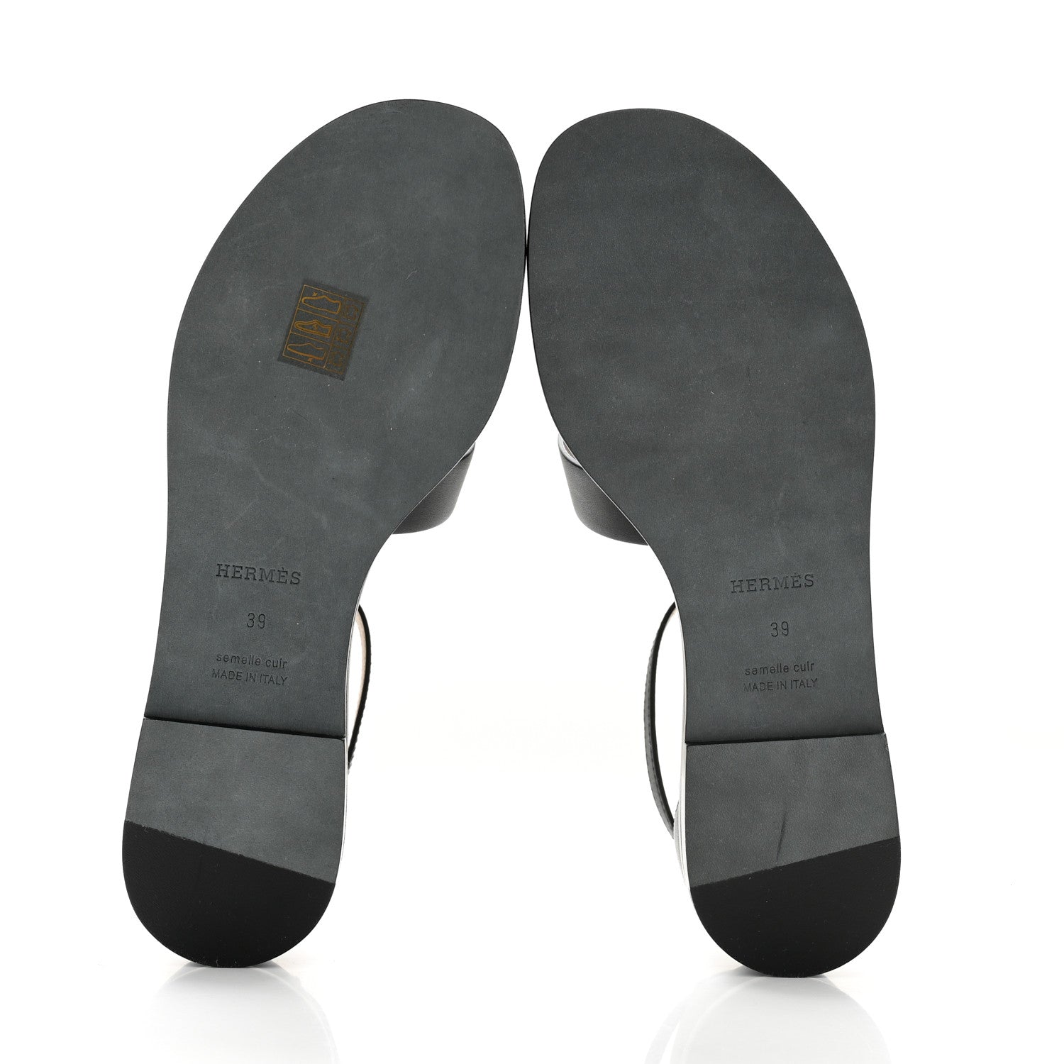 Hermes Calfskin Santorini Sandals 39 Black 5 of 10