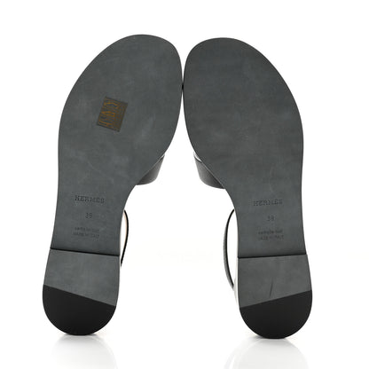 Hermes Calfskin Santorini Sandals 39 Black 5 of 10